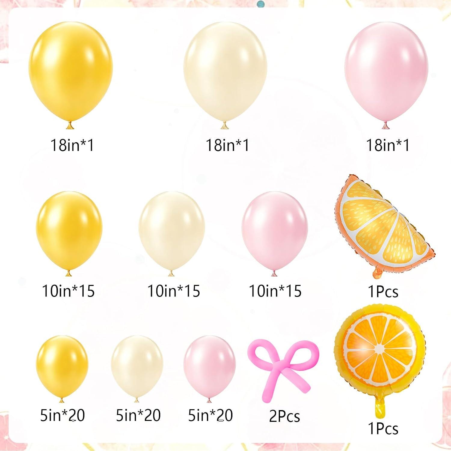 Pink Yellow Lemon Balloon Arch Kit | Pastel Birthday Baby Shower Party Decor