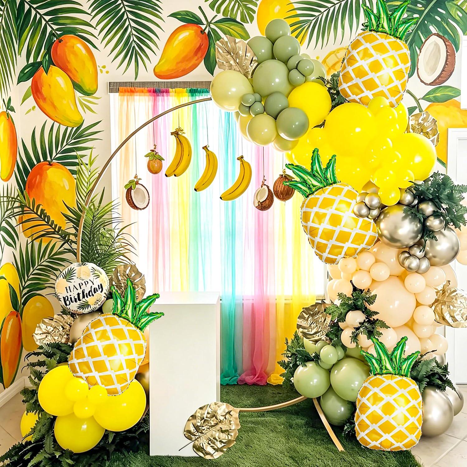 Gold Pineapple Foil Balloons | 30 Inch Tropical Fruit Party Decor