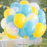 Cartoon Sea Sponge Balloons | Teal, Blue, Yellow Undersea Party Decor