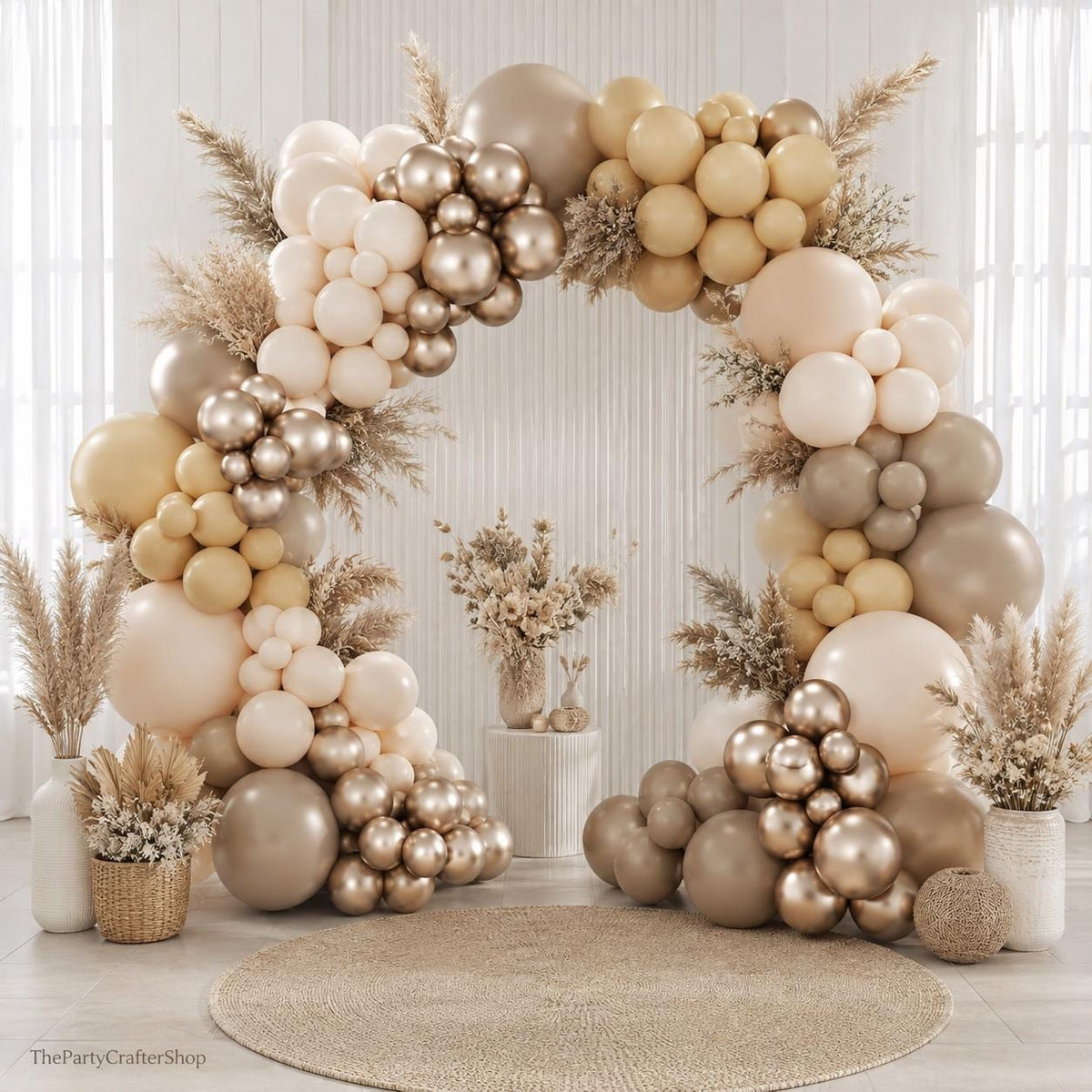 Boho Balloon Arch Kit, Pastel Neutral Metallic Party Decor