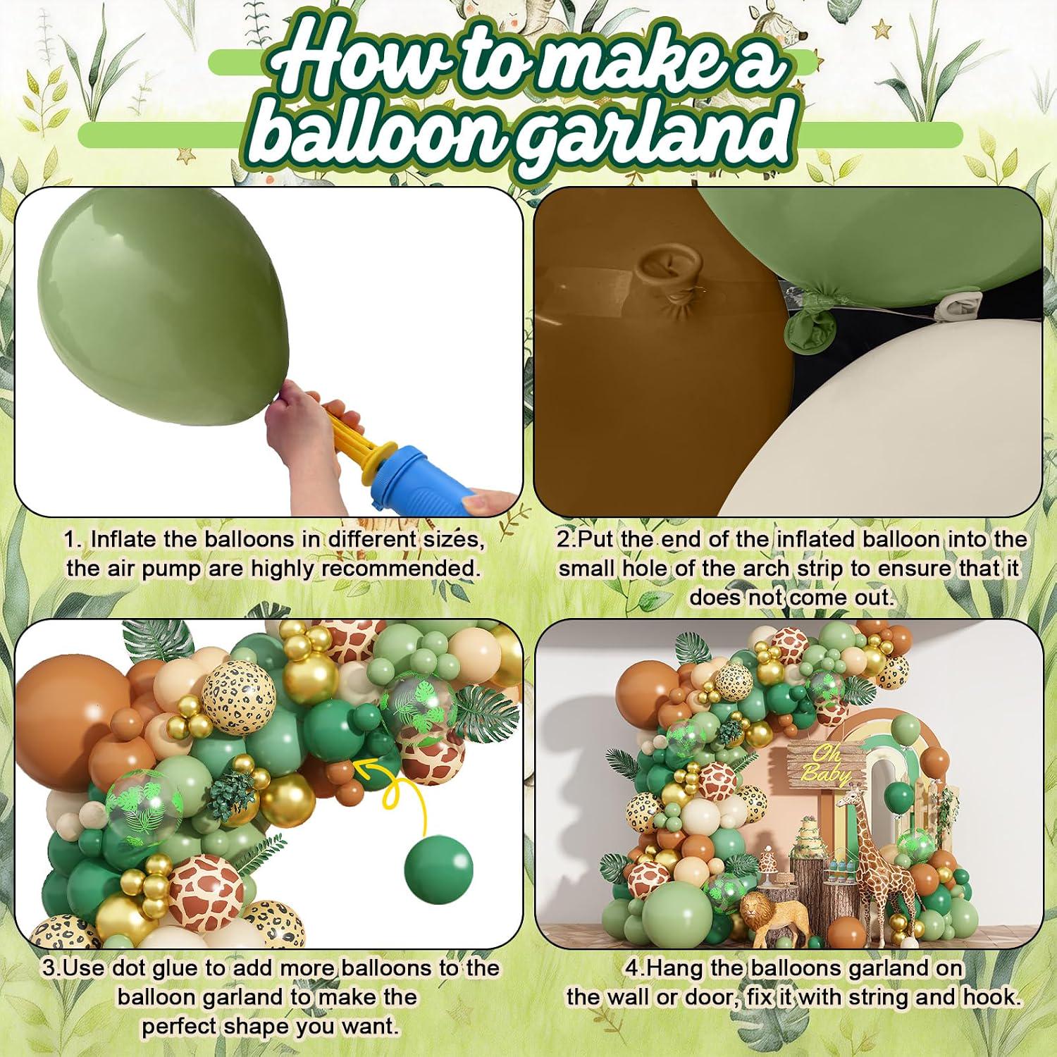 Safari Balloon Arch Kit, Jungle Animals, Woodland Baby Shower Decor