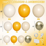 Orange White Nude Gold Balloon Arch Kit 166PCS, Dusty Orange Sand Metallic Gold Balloons, Baby Shower Wedding Party Decor