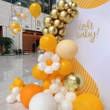 Orange White Nude Gold Balloon Arch Kit 166PCS, Dusty Orange Sand Metallic Gold Balloons, Baby Shower Wedding Party Decor