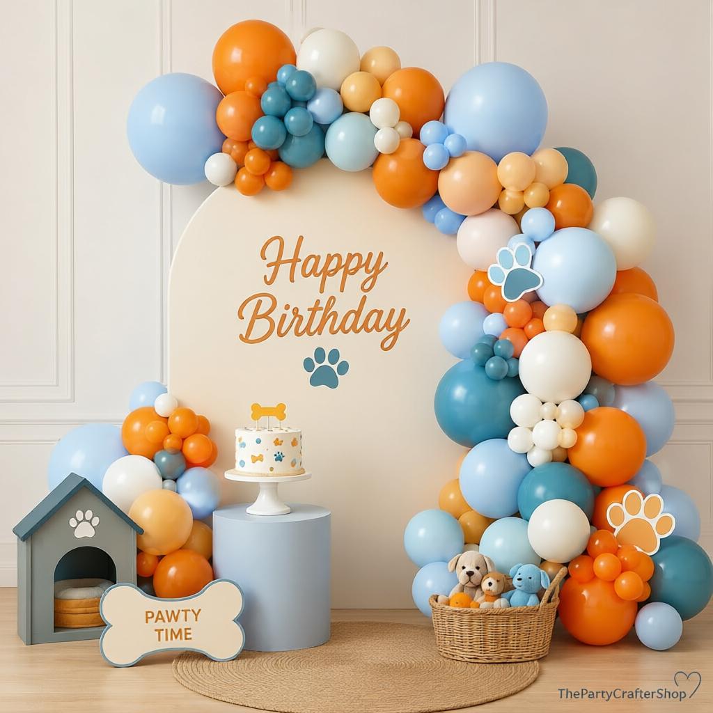 Retro Orange Balloon Garland Arch Kit, Burnt Orange Dusty Blue Beige Ivory Balloons