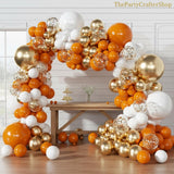 Orange White Gold Balloon Garland Arch Kit, Metallic Confetti Balloons, Celebration Decor
