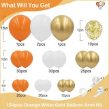 Orange White Gold Balloon Garland Arch Kit, Metallic Confetti Balloons, Celebration Decor