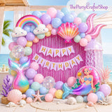 Mermaid Balloon Arch Kit, Pastel Under the Sea Party Decor (123pc)