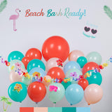 Tropical Balloon Garland Kit, Luau Party Arch with Palm Leaves, Flowers