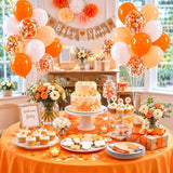 Orange White Balloons 60PCS, 12 Inch Latex Confetti Balloons, Graduation Birthday Party Decorations