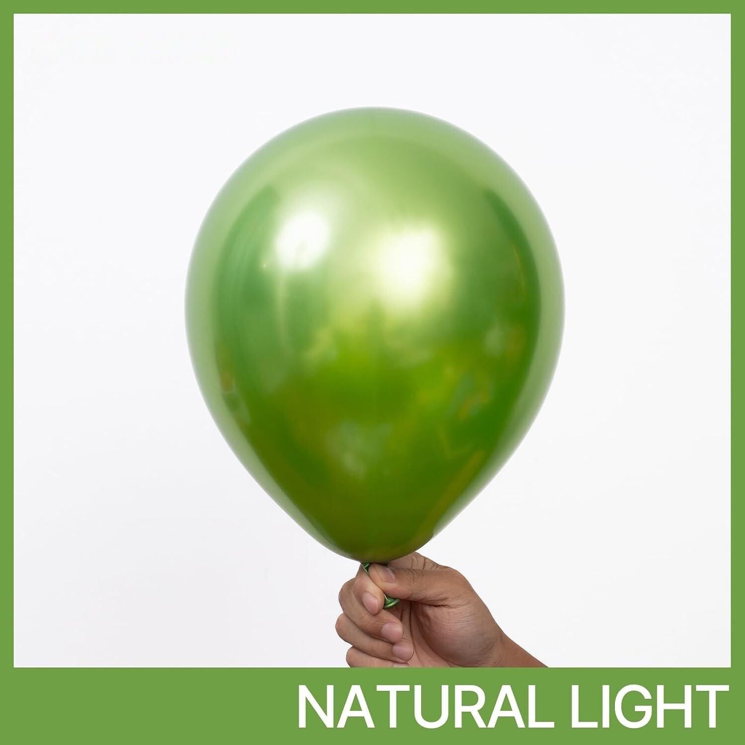 Metallic Green Latex Balloons, 12 Inch Helium Party Decor