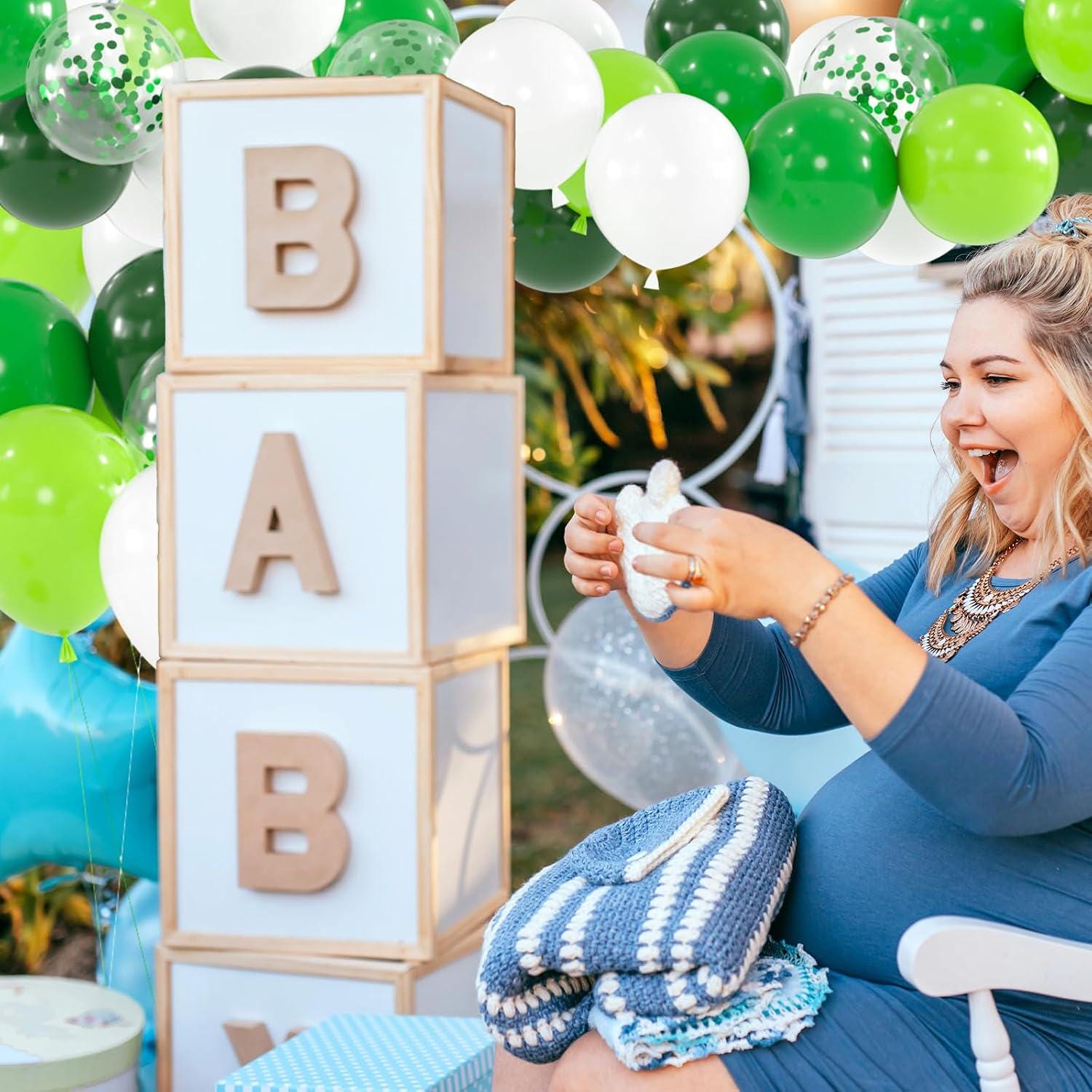 Metallic Green White Confetti Balloons, 12 Inch Emerald Lime Party Set