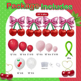 Cherry Balloon Garland Kit, Pink Red Bow Cherry Print Balloons, Birthday Baby Shower Decor