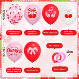 Cherry Print Balloons, Pink Red Summer Party Decor, Girls Birthday Baby Shower