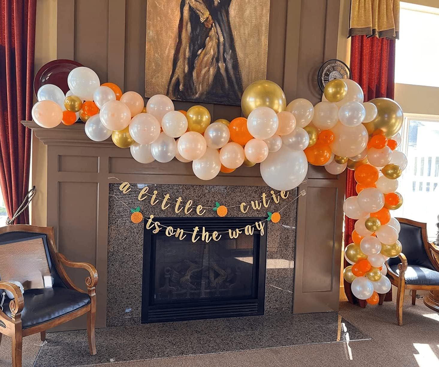Orange White Gold Balloon Arch Kit, Nude Apricot Cream Beige Pearl Balloons, Fall Birthday Thanksgiving Baby Shower Bridal Party Decor