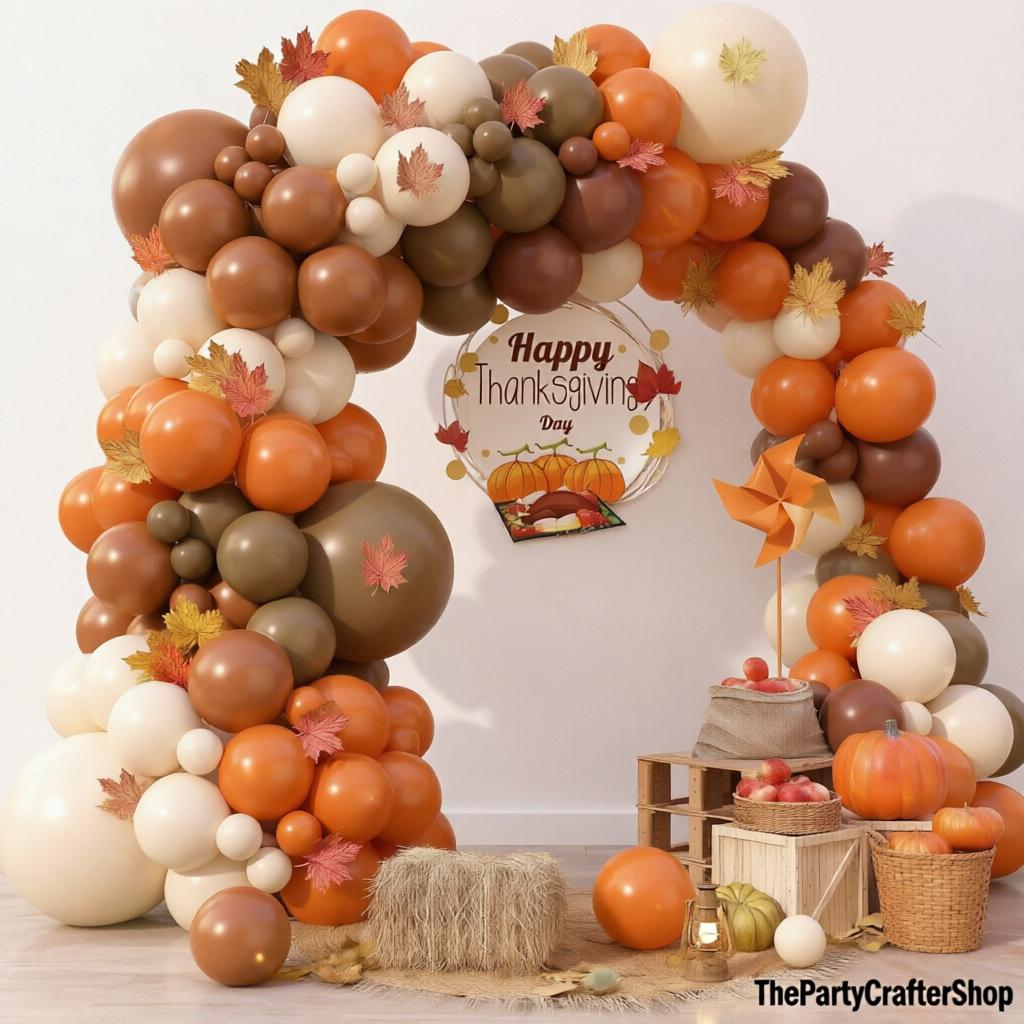 Fall Balloon Garland Arch Kit, Burnt Orange Boho Baby Shower Thanksgiving Decor