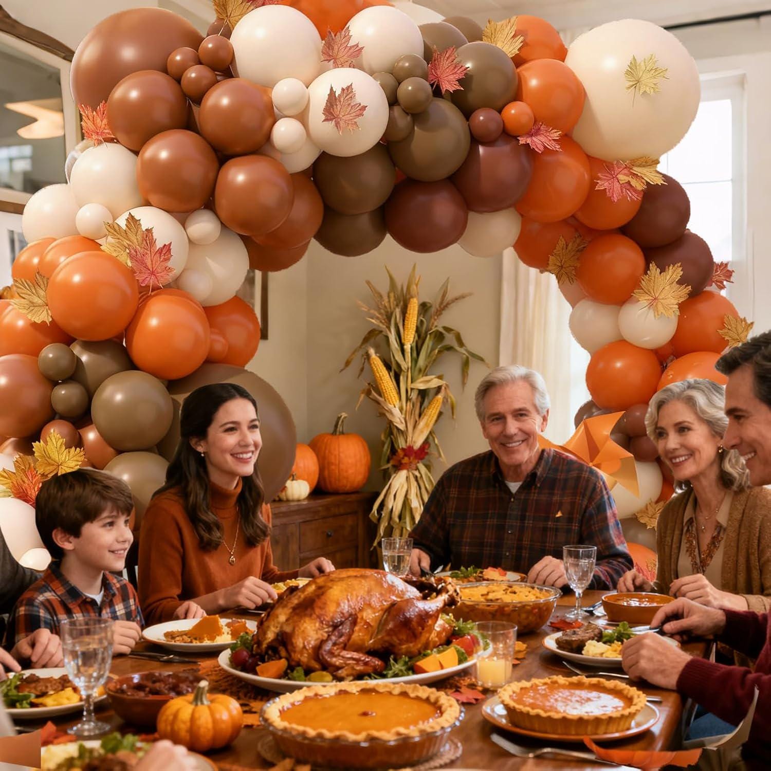 Fall Balloon Garland Arch Kit, Burnt Orange Boho Baby Shower Thanksgiving Decor