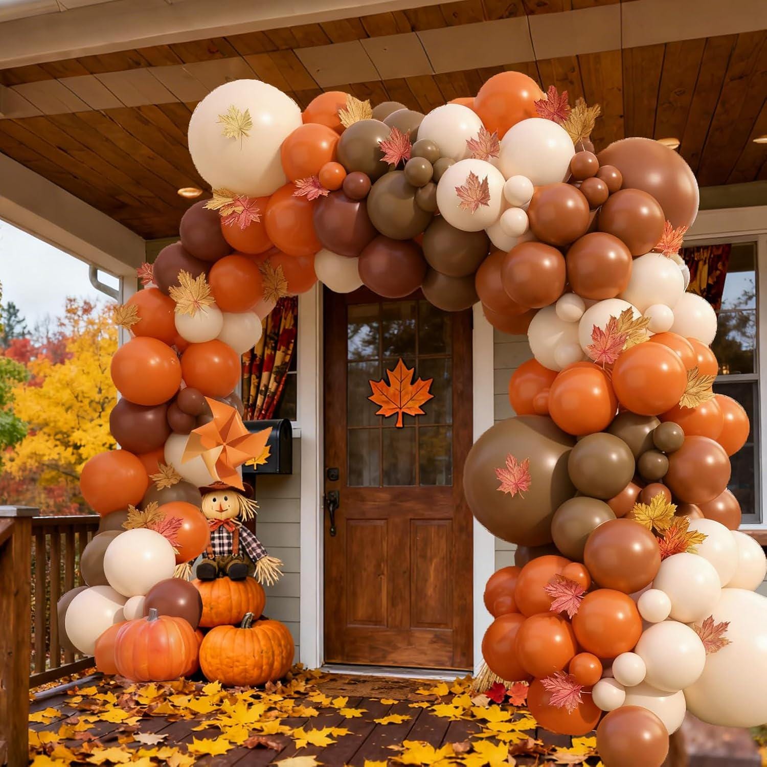 Fall Balloon Garland Arch Kit, Burnt Orange Boho Baby Shower Thanksgiving Decor