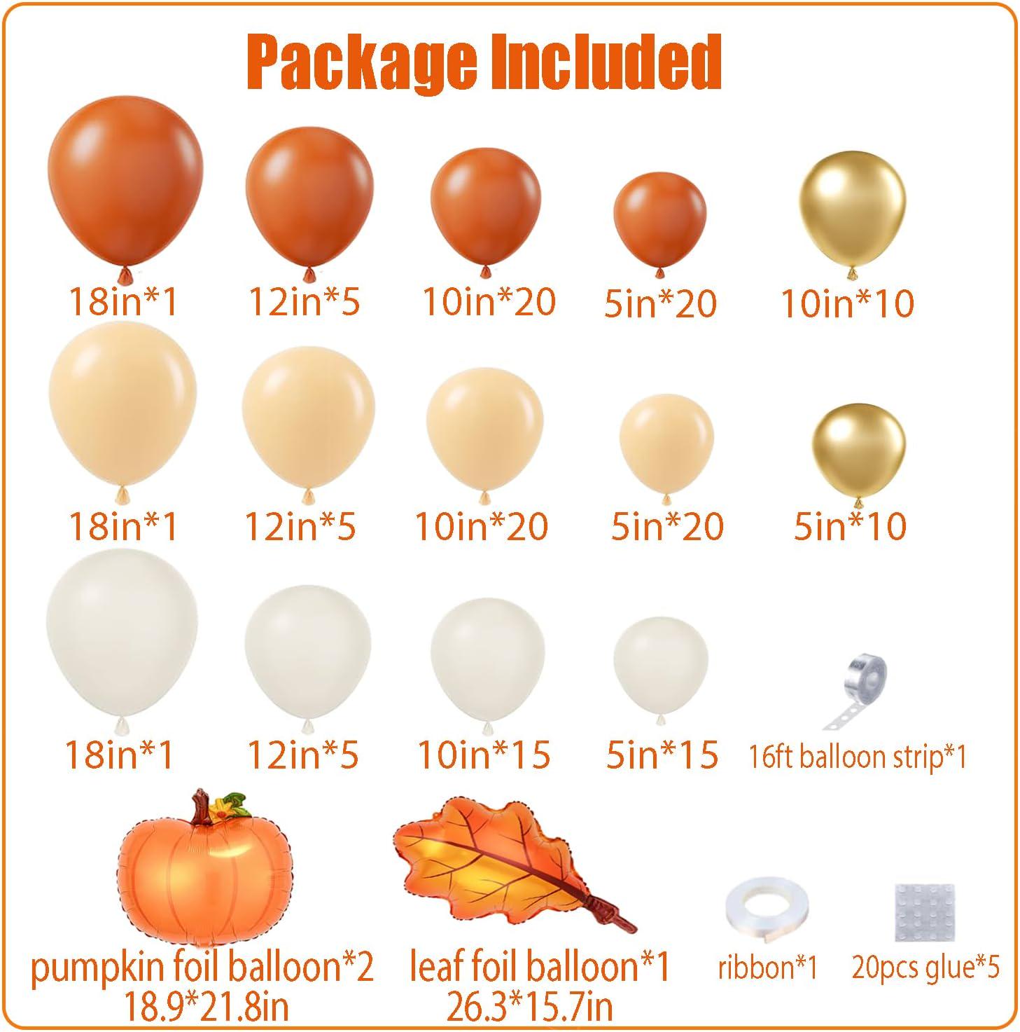 Thanksgiving Balloon Garland Arch Kit, Burnt Orange Fall Party Decor