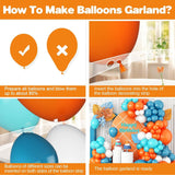 Blue Orange Teal Peacock Balloon Arch Garland Kit, Party Decorations