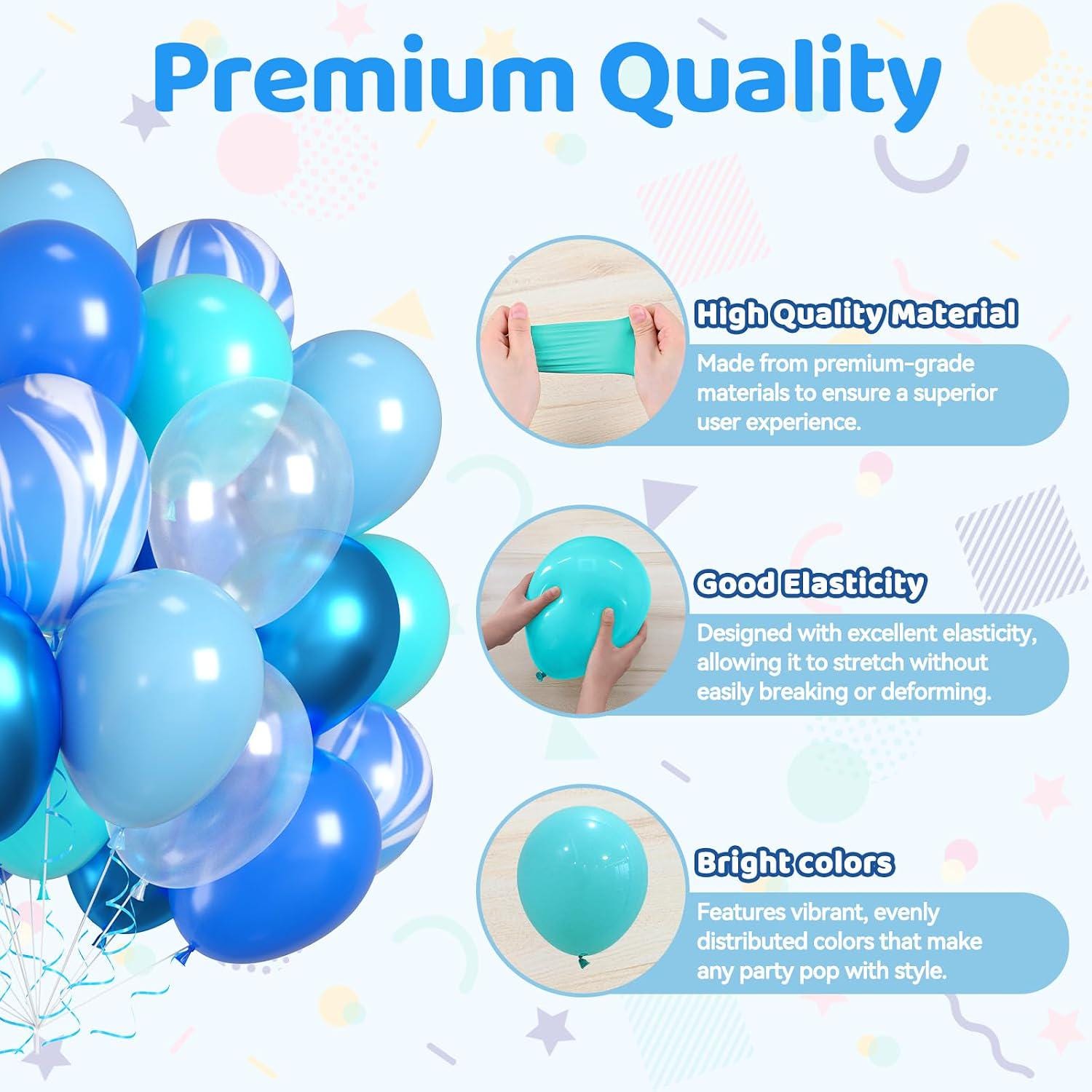 Ocean Theme Balloons, Blue Tie Dye Under the Sea Party Decor