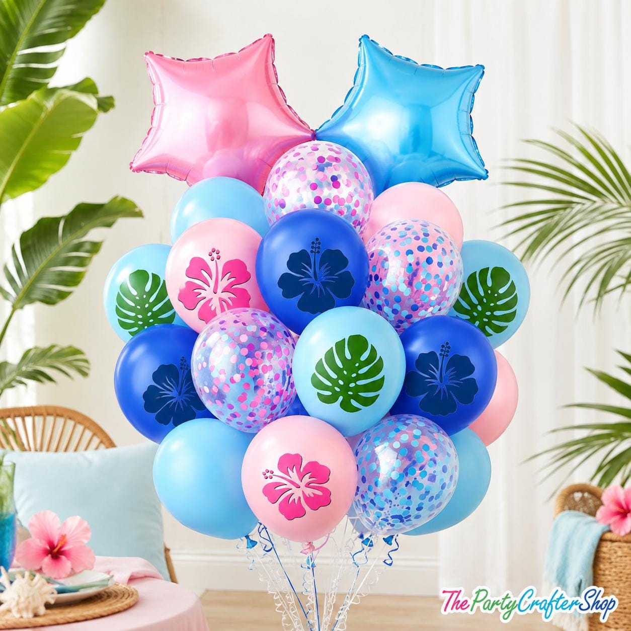 Hawaiian Luau Balloon Set, Tropical Hibiscus Party Decorations