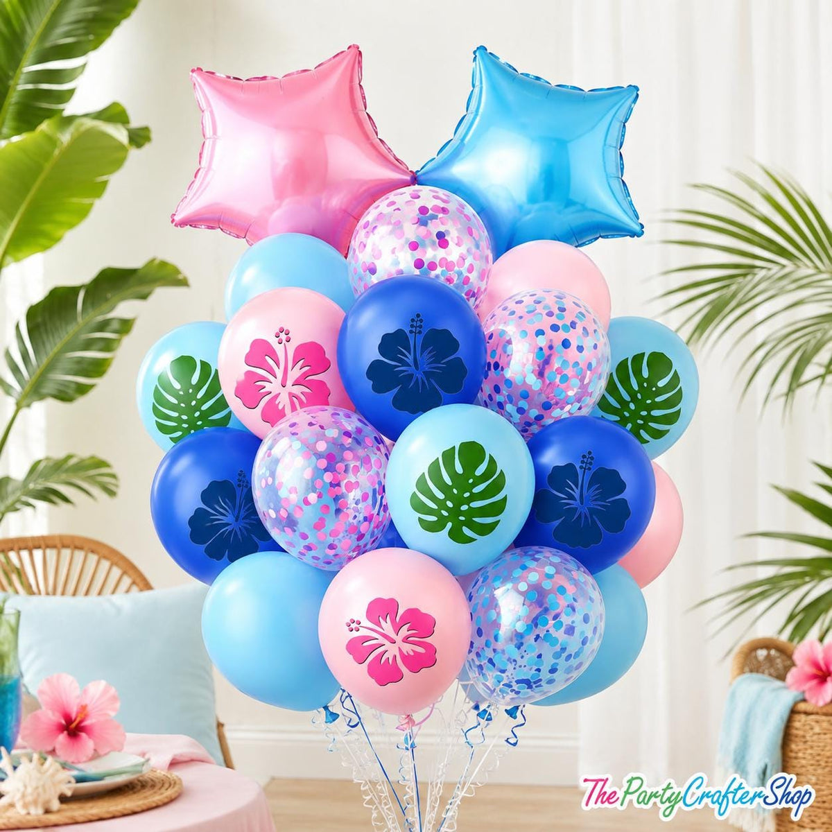 Hawaiian Luau Balloon Set, Tropical Hibiscus Party Decorations