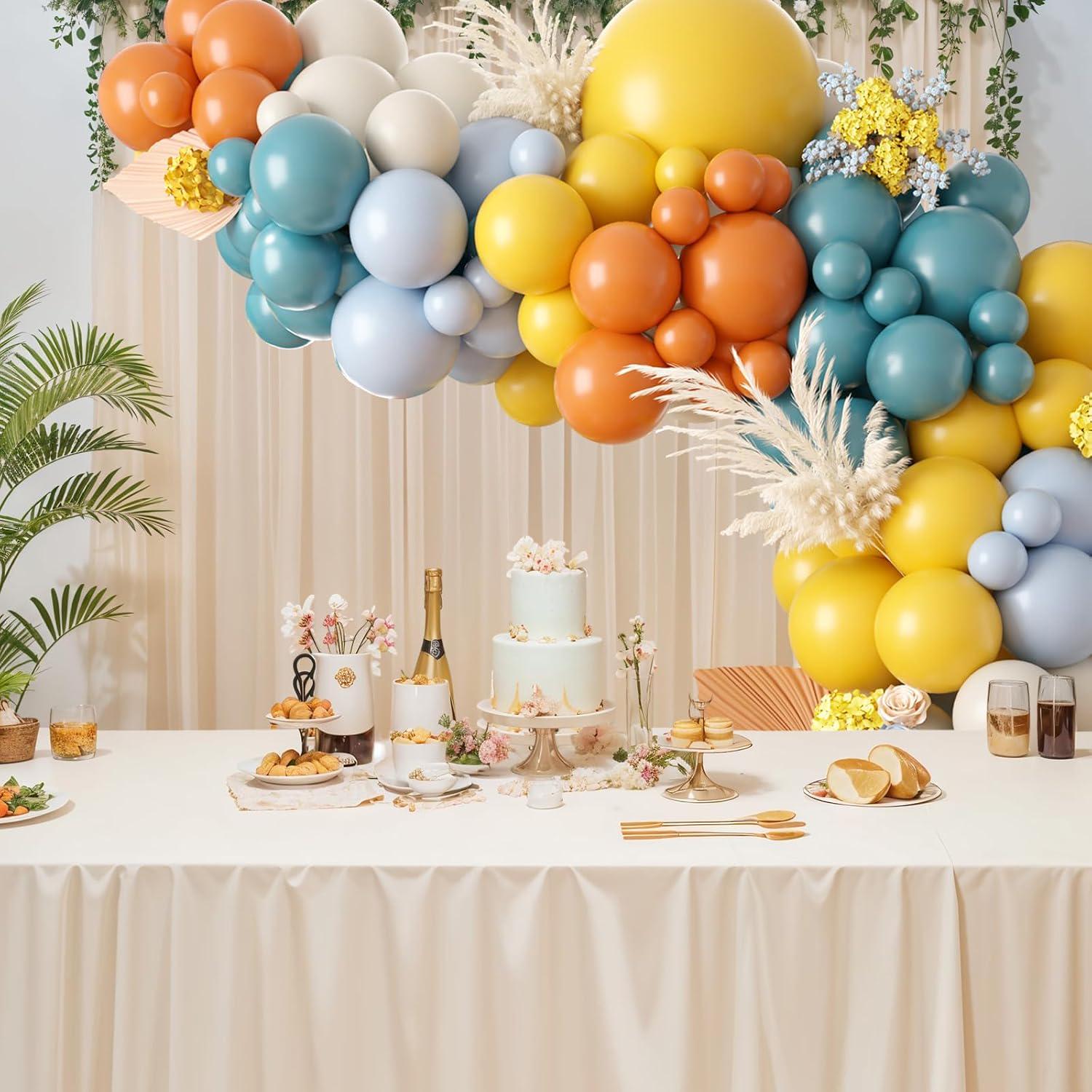 Retro Blue Yellow Orange Balloon Arch Kit, Baby Shower Birthday Party Decor
