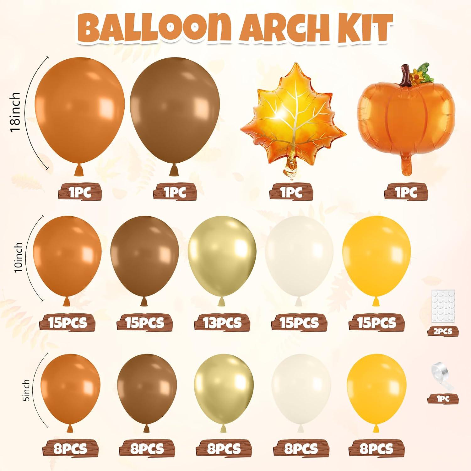 Fall Balloon Garland Arch Kit, Autumn Colors, Maple Leaf Pumpkin Foil, Thanksgiving Shower Decor