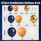 Navy Gold Burnt Orange Balloon Arch Kit, Class of 2026 Graduation Party Decor