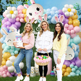Easter Balloon Arch Kit, Macaron Pastel Garland with Bunny Ears, Daisy Balloons