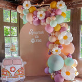 Pink Daisy Balloon Garland Arch Kit, Groovy Flower Party Decor