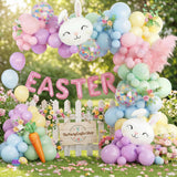 Pastel Easter Balloon Arch Kit, Bunny Garland for Spring Baby Shower Birthday