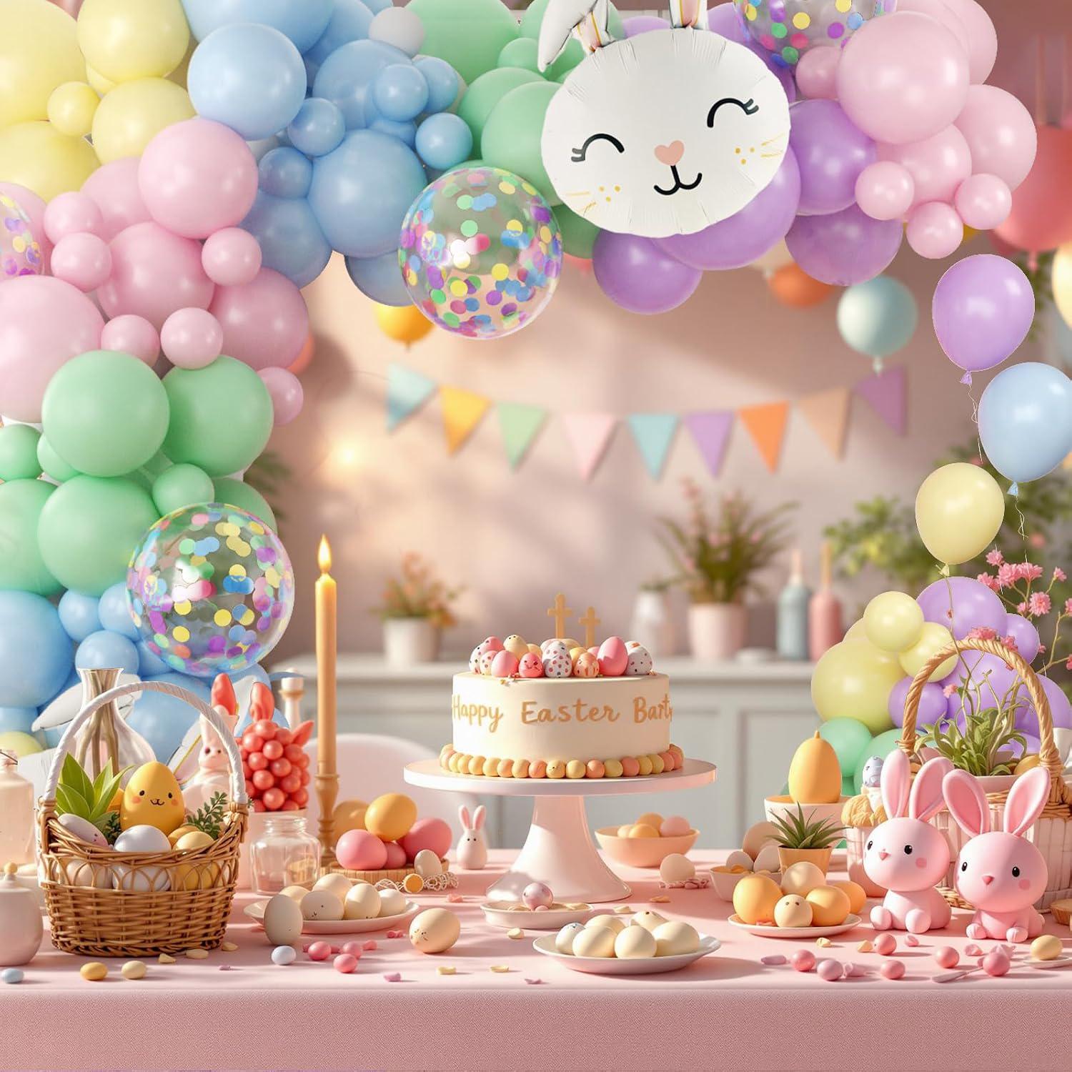 Pastel Easter Balloon Arch Kit, Bunny Garland for Spring Baby Shower Birthday