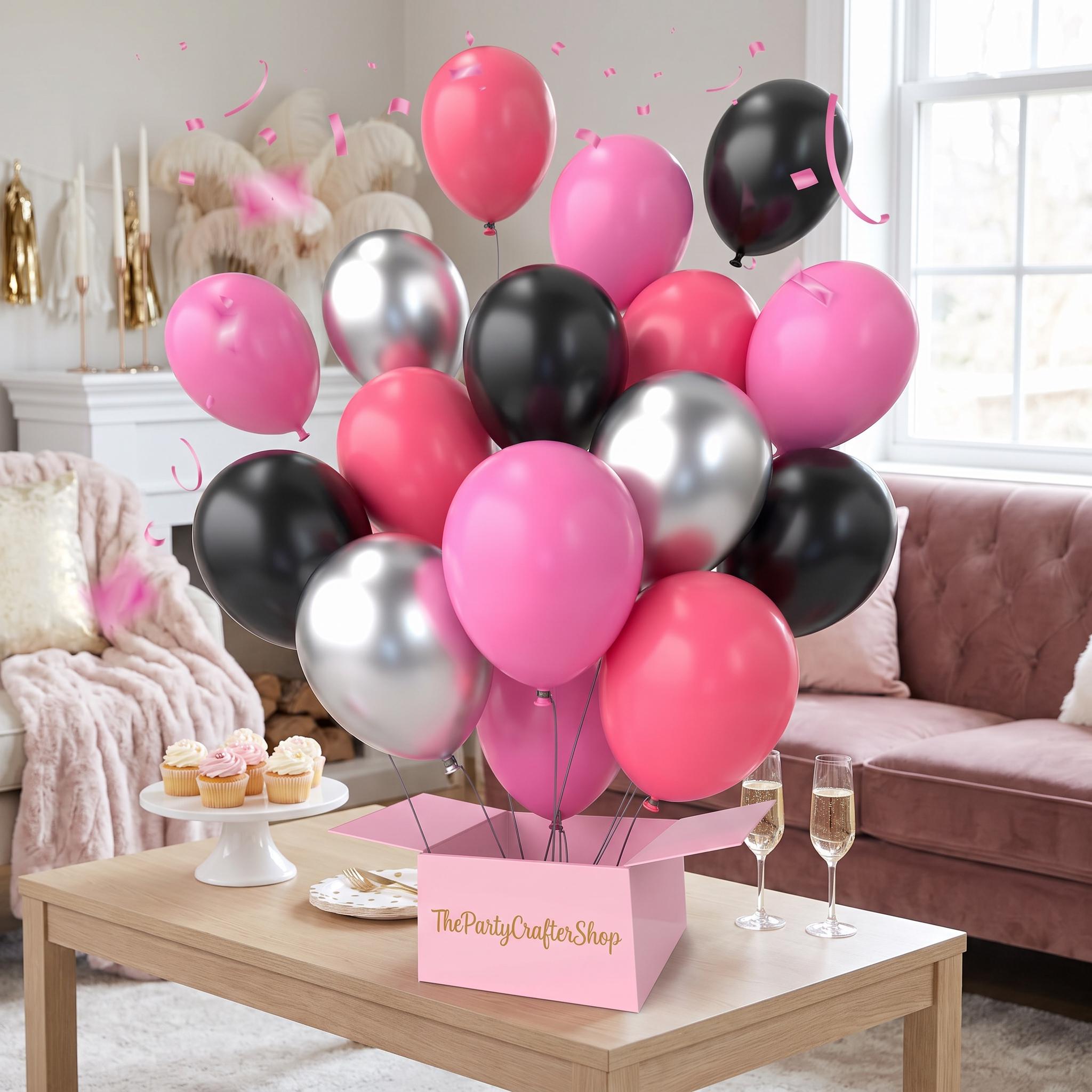 Rose Red Black Silver Balloon Arch Kit, 53pc Party Garland for Birthday Baby Shower