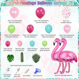 Flamingo Balloon Garland Kit, Tropical Luau Party Arch with Palm Leaves