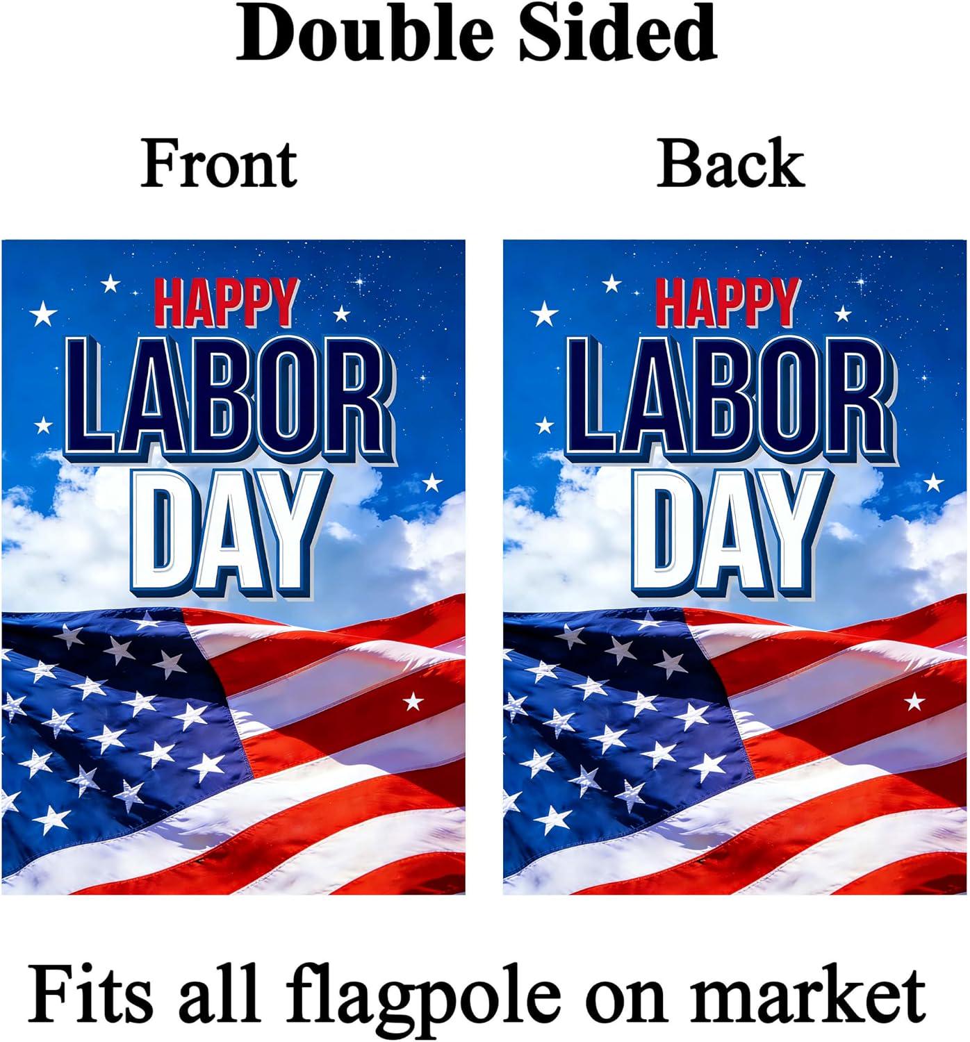 Happy Labor Day USA Flag, Double Sided Polyester Yard Decor