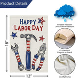 Happy Labor Day Garden Flag, Patriotic Tools USA Outdoor Decor (12x18)