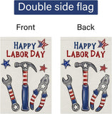 Happy Labor Day Garden Flag, Patriotic Tools USA Outdoor Decor (12x18)