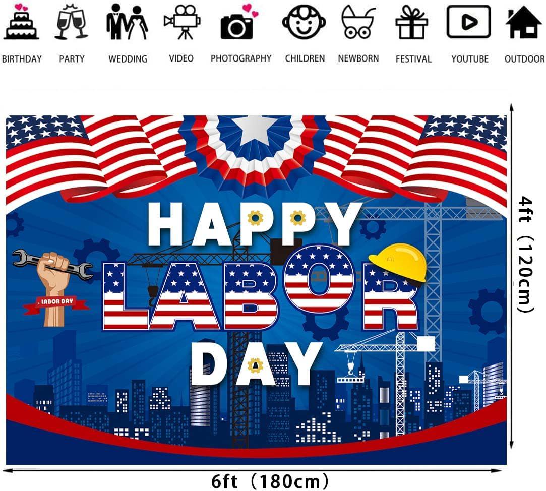 Happy Labor Day Backdrop Banner, Patriotic American Flag Photography Background