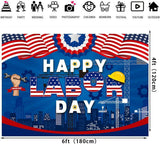 Happy Labor Day Backdrop Banner, Patriotic American Flag Photography Background