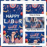 Happy Labor Day Door Cover, Patriotic Worker Tools Banner, Red White Blue Decoration