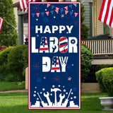 Happy Labor Day Patriotic Door Banner, Porch Sign, Polyester Fabric (72x36 inches)