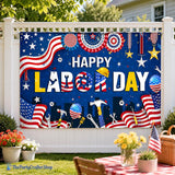 Happy Labor Day Backdrop Banner, American Flag Photo Background, Patriotic Party Decorations