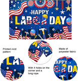 Happy Labor Day Backdrop Banner, American Flag Photo Background, Patriotic Party Decorations