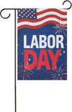 Happy Labor Day Garden Flag, 28x40 Double Sided Patriotic USA Fireworks House Flag for Yard Lawn Outdoor Holiday Decor