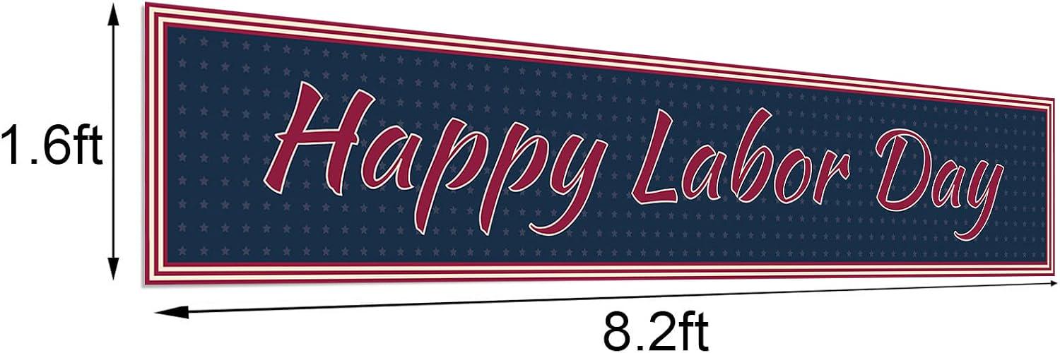 Happy Labor Day Banner, Patriotic Polyester Yard Sign, Outdoor Party Decor