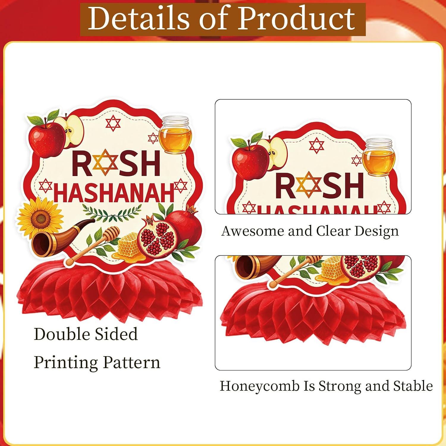 Rosh Hashanah Honeycomb Centerpieces, 12PCS Jewish New Year Table Decorations