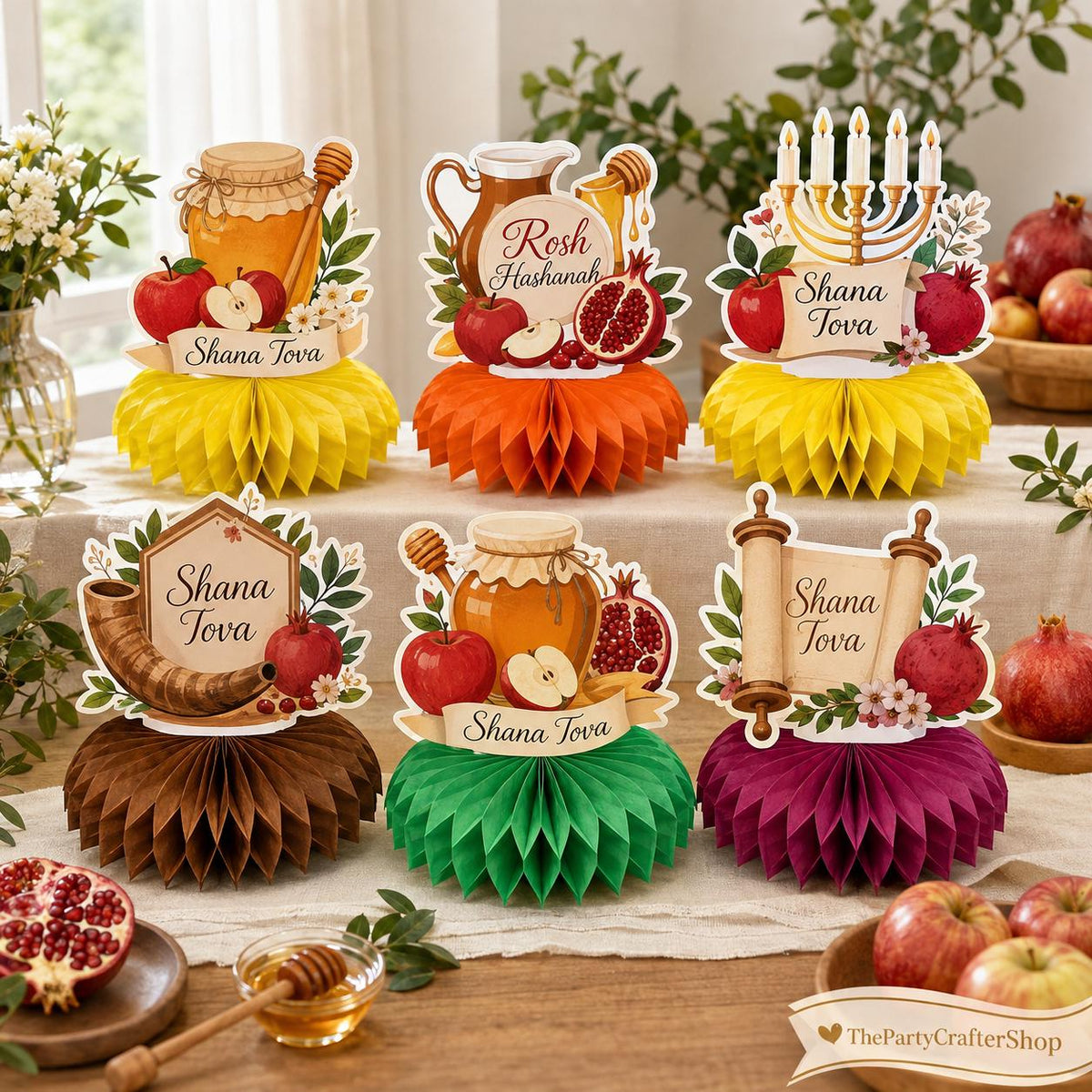 Rosh Hashanah Honeycomb Centerpieces, Shana Tova Table Toppers, Jewish New Year Decorations