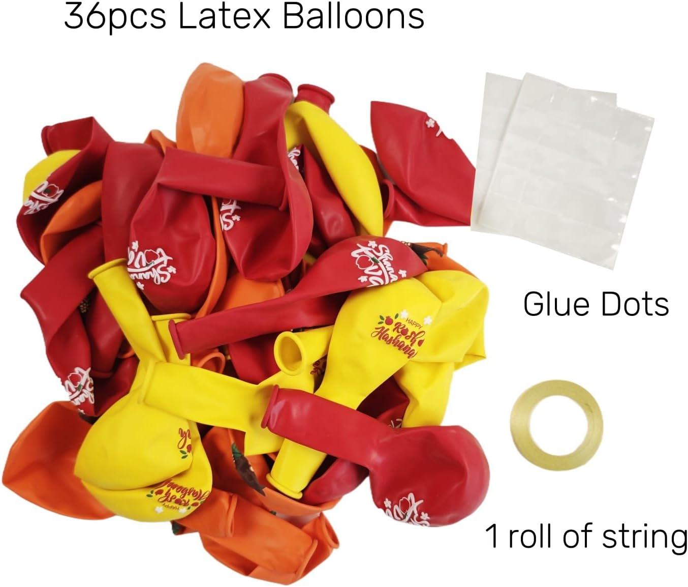 Shana Tova Rosh Hashanah Balloons, Gold Orange Red Latex Party Decorations
