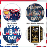 Labor Day Door Banner Set, Patriotic Worker Tools, American Flag Decor (3pc)